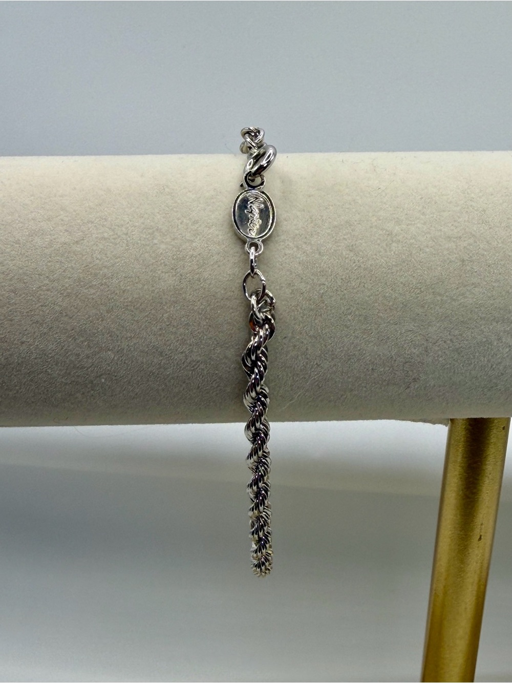 Vintage Napier Silver Tone Rope Chain Bracelet Signed 7" Classic Minimalist